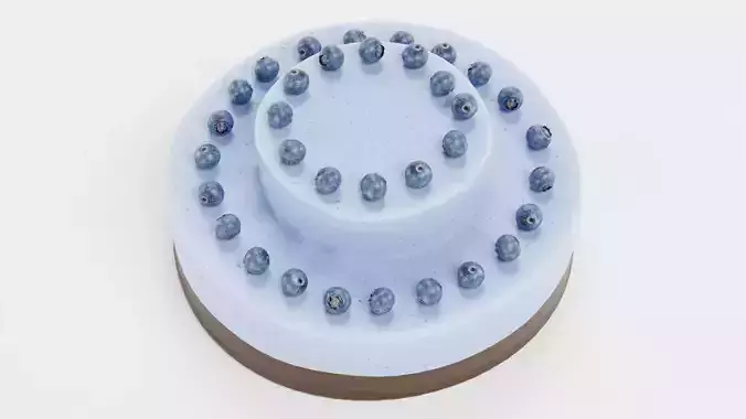 Cake V5 - Two-Tier Blueberry Cream Gateau 3D model 4