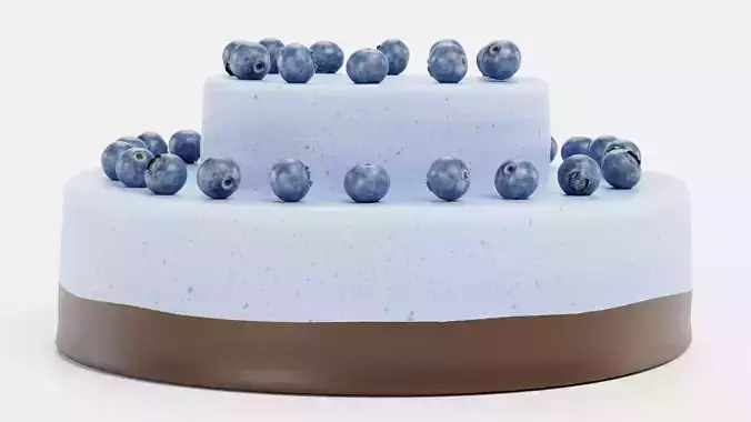 Cake V5 - Two-Tier Blueberry Cream Gateau 3D model 2
