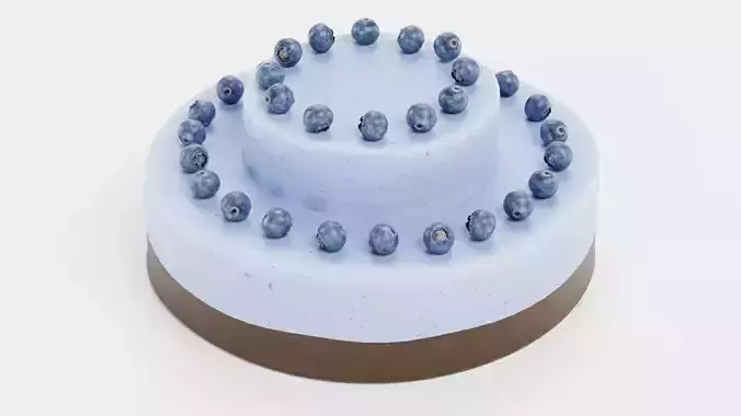 Cake V5 - Two-Tier Blueberry Cream Gateau 3D model 5