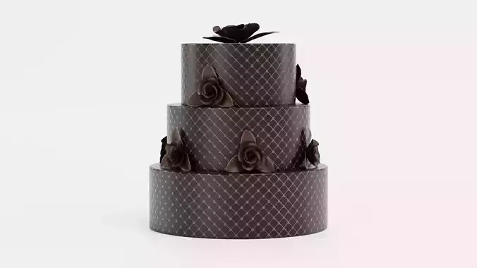 Cake V8 - Dark Chocolate Gateau 3D model 2