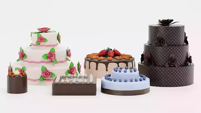 Cake Collection - Dessert and Confectionery Set 3D model 4