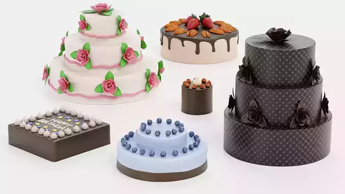 Cake Collection - Dessert and Confectionery Set 3D model 7