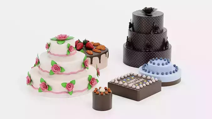Cake Collection - Dessert and Confectionery Set 3D model 2