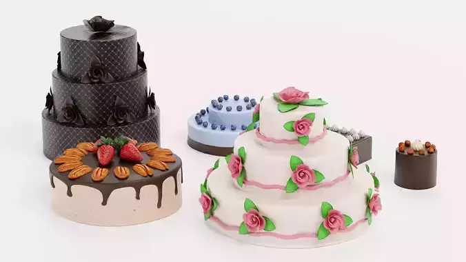 Cake Collection - Dessert and Confectionery Set 3D model 6