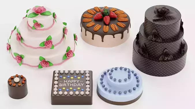 Cake Collection - Dessert and Confectionery Set 3D model 3