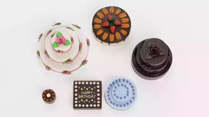 Cake Collection - Dessert and Confectionery Set 3D model 5