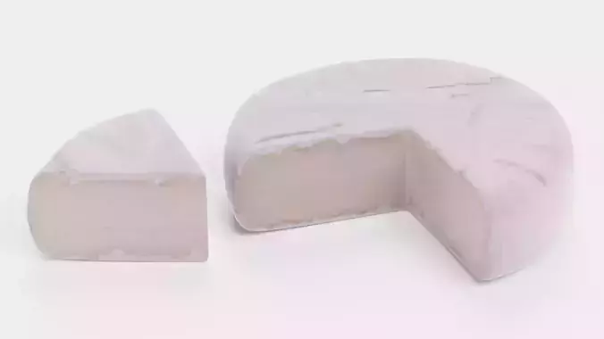 Camembert V2 - Sliced Soft White Rind Cheese with Wedge Low-poly 3D model 3