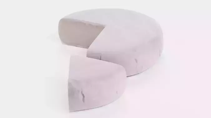 Camembert V2 - Sliced Soft White Rind Cheese with Wedge Low-poly 3D model 2