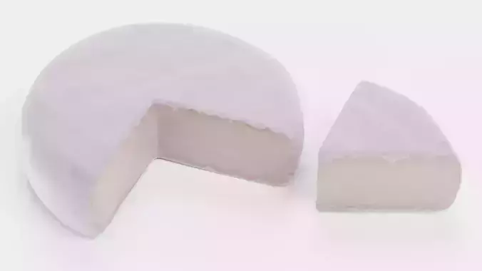 Camembert V2 - Sliced Soft White Rind Cheese with Wedge Low-poly 3D model 5