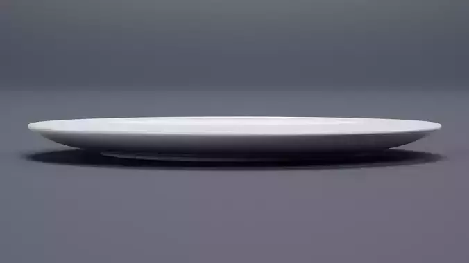 Ceramic Plate - White Tableware Dish Low-poly 3D model 4