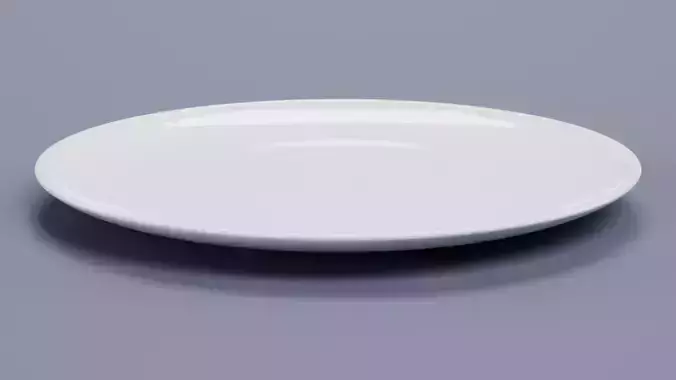Ceramic Plate - White Tableware Dish Low-poly 3D model 6