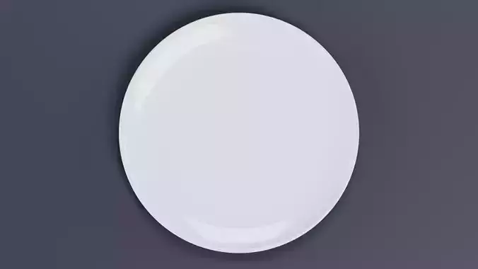 Ceramic Plate - White Tableware Dish Low-poly 3D model 5