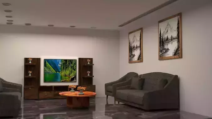 Modern Living Room Interior Scene 