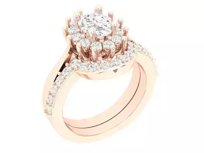 Small Oval Diamond Vintage Halo 3dm 3D print model