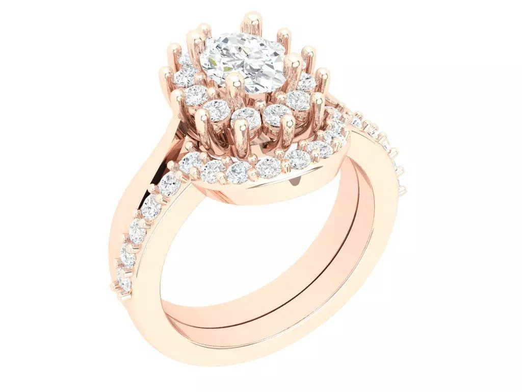 Small Oval Diamond Vintage Halo 3dm 3D print model