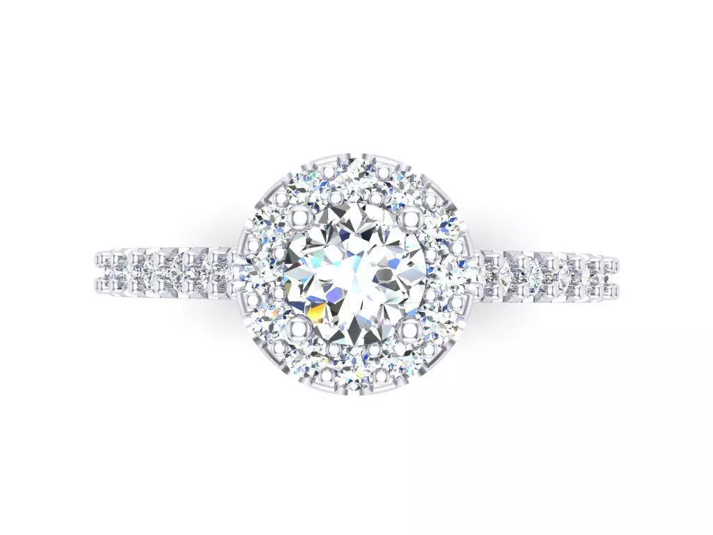 Classic Round Solitaire With Big Halo Engagement Ring 3dm 3D print model