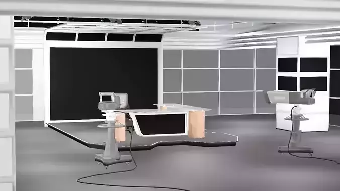 Exclusive News Room With Props 3D Model