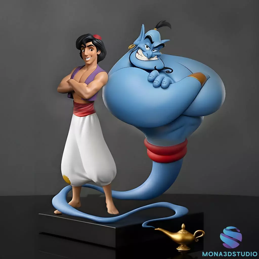 Aladdin and Genie 3D Print Diorama 3D print model