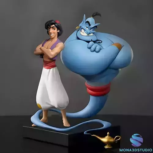 Aladdin and Genie 3D Print Diorama