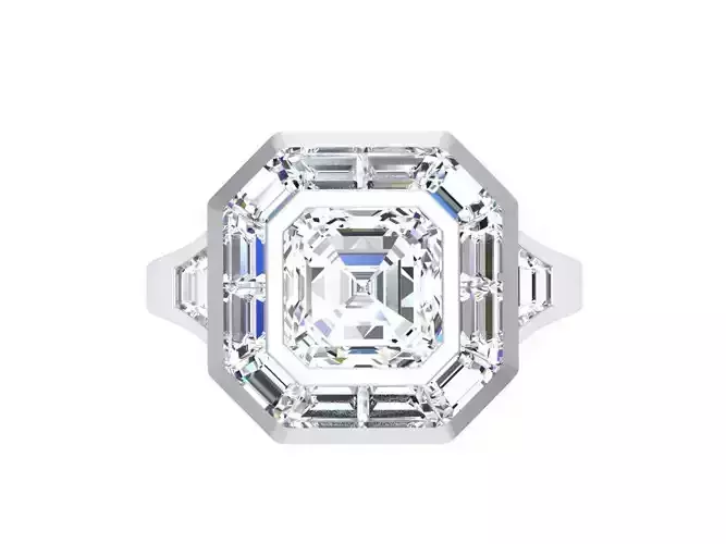 Asscher Cut Diamond Solitaire With Baguette 