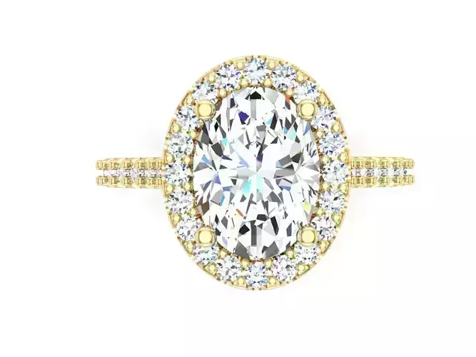 Oval Diamond Engagement Ring Halo 3DM Classic