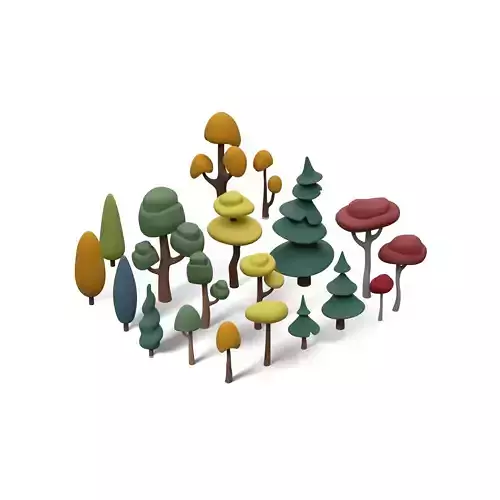 Cartoon Lowpoly Trees Pack 01 Low-poly 3D model