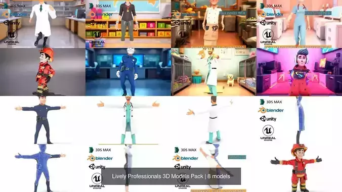 Lively Professionals 3D Models Pack