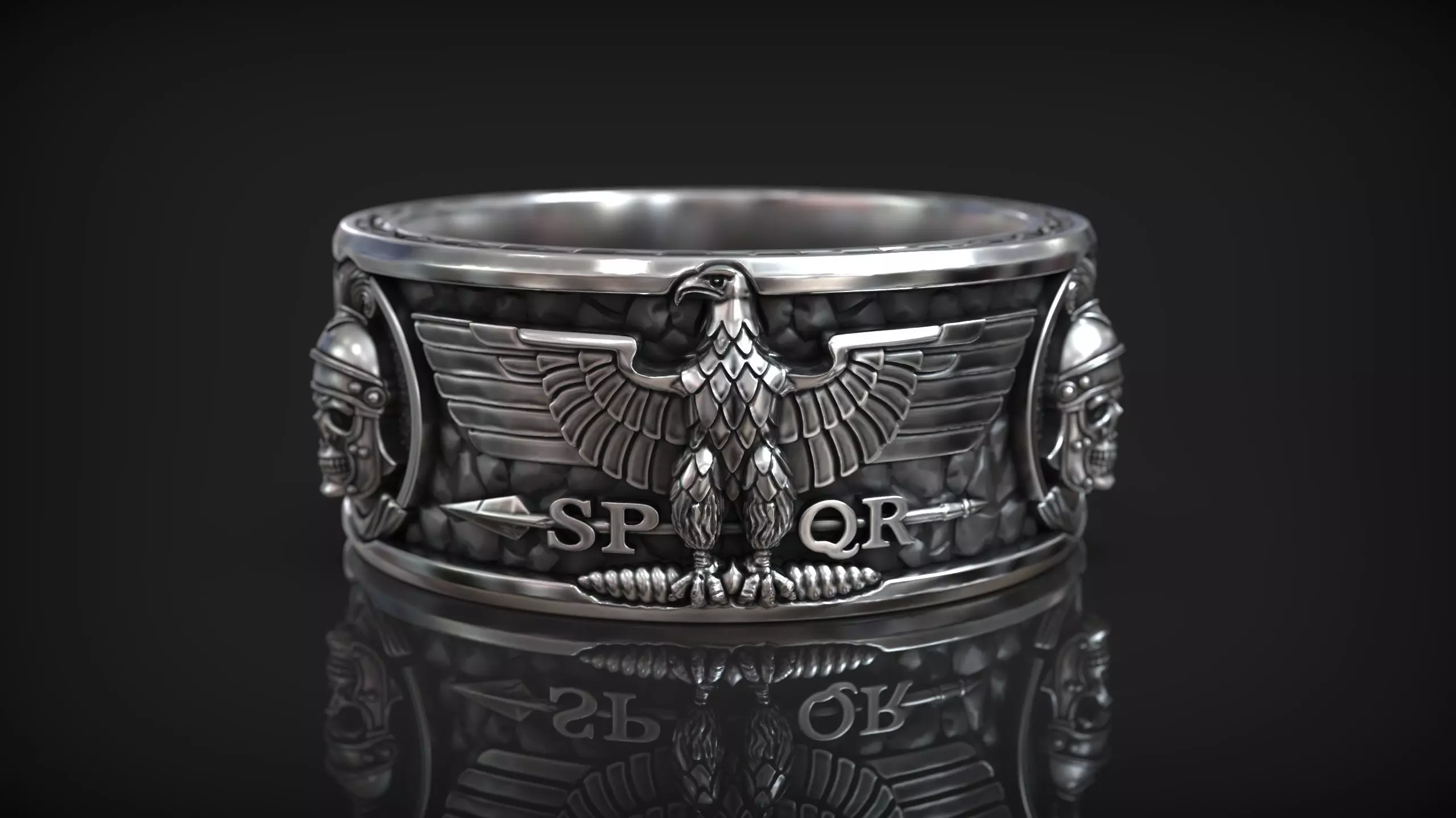 Skull Centurion Helmet SPQR Roman Legion Ring 3D print model