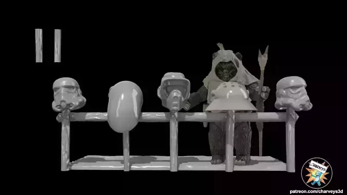  Star Wars Ewok Drums Helmets Diorama for 4 and 6 inch figures 