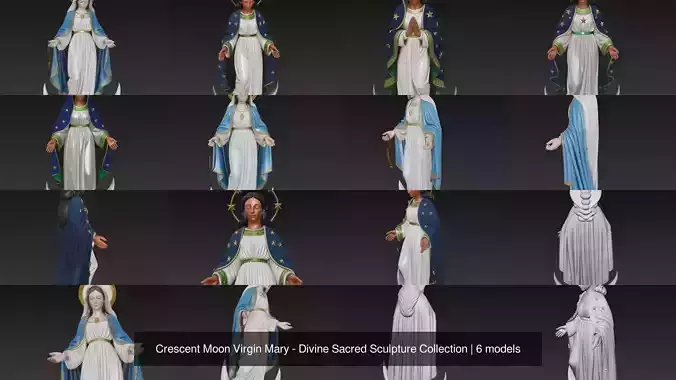 Crescent Moon Virgin Mary - Divine Sacred Sculpture Collection
