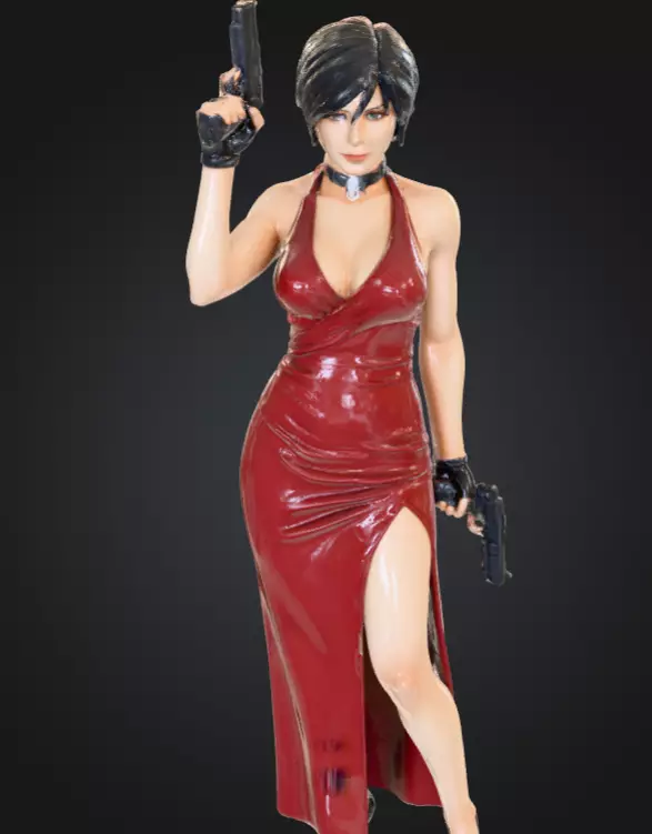 resident evil red dress lady jill valentine Woman Figurine 3D model 3D printable matière_CUIR