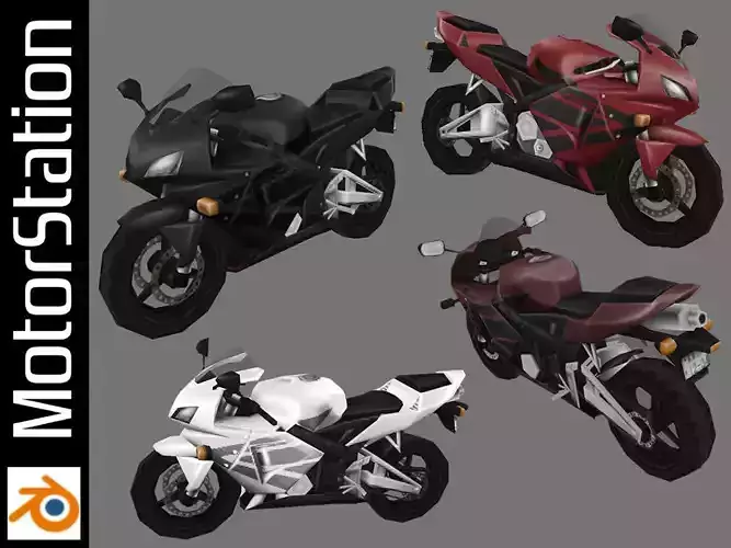 Sport Bike - low-poly PSX-PS2 style