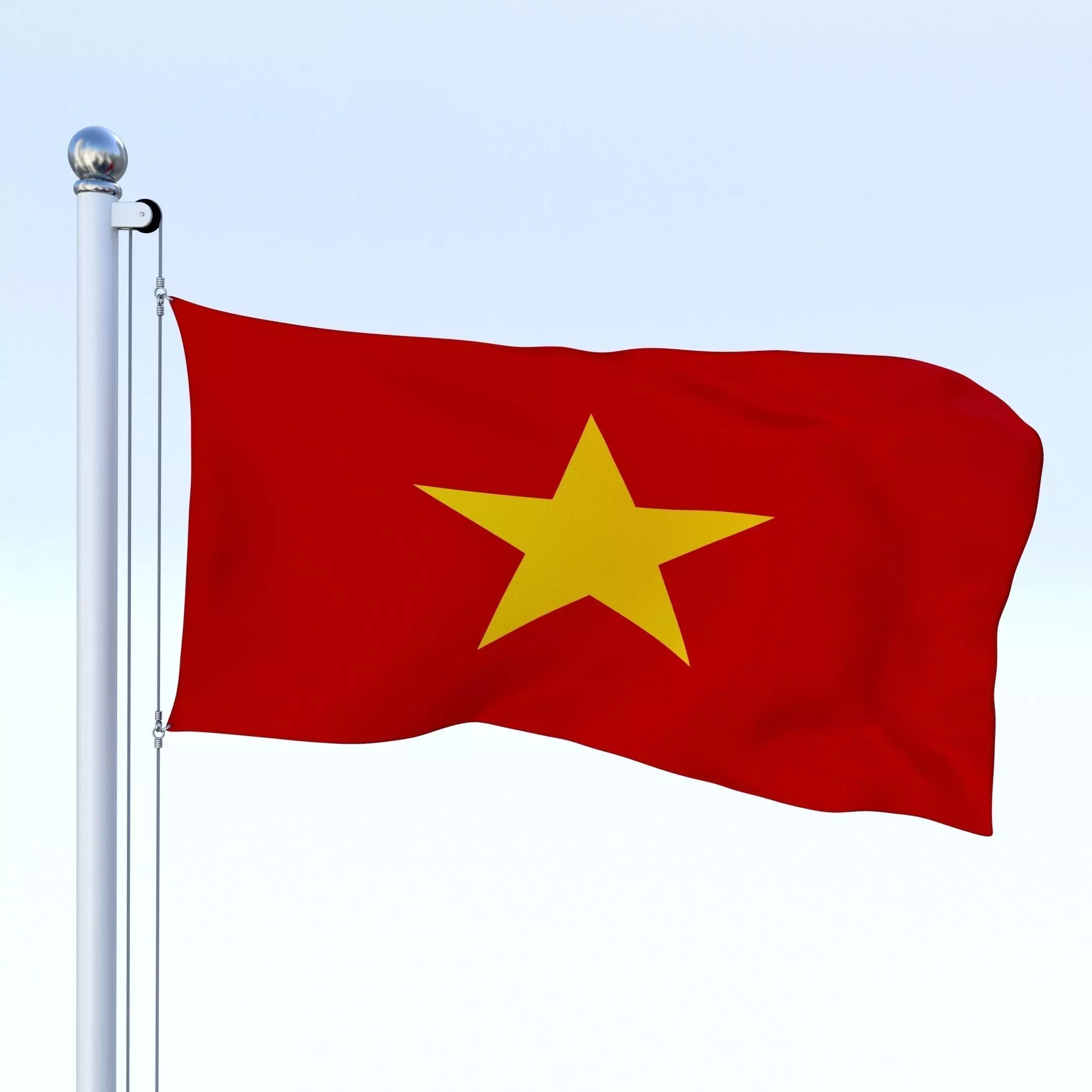 Animated Vietnam Flag Low-poly 3D model