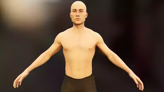 Realistic Male Base Mesh Full Rig Facial Rig