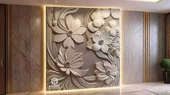 CNC STL Relief Panel Classic Floral Art Carving File 265 