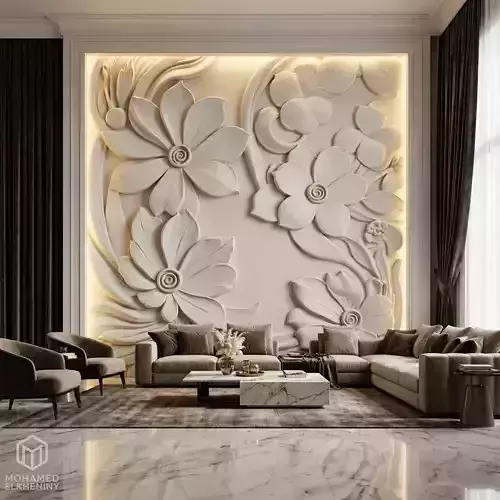 CNC STL Relief Panel Classic Floral Art Carving File 265 