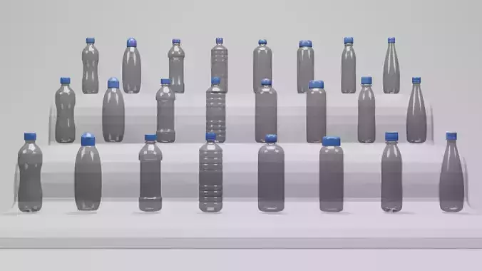 Plastic Bottle Pack 8 Shapes with Low Mid and High Poly Versions