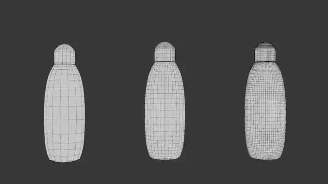 Plastic Bottle Pack 8 Shapes with Low Mid and High Poly Versions Low-poly 3D model 7