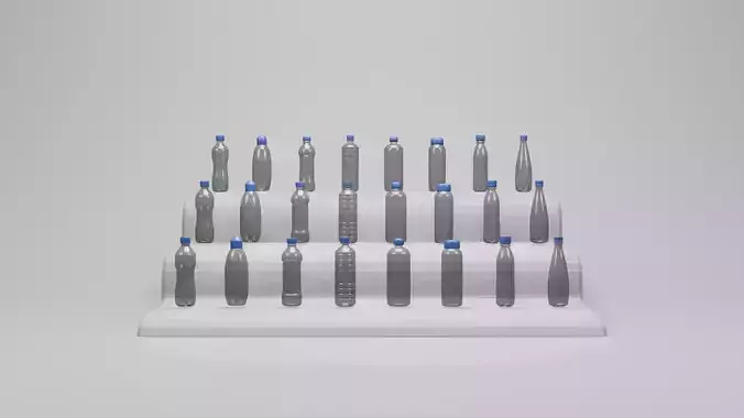 Plastic Bottle Pack 8 Shapes with Low Mid and High Poly Versions Low-poly 3D model 2