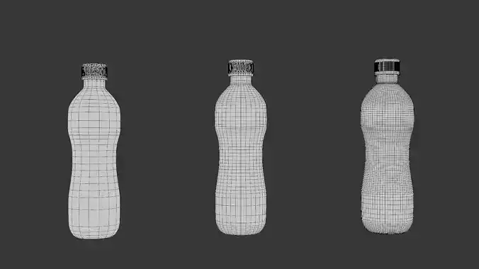 Plastic Bottle Pack 8 Shapes with Low Mid and High Poly Versions Low-poly 3D model 5
