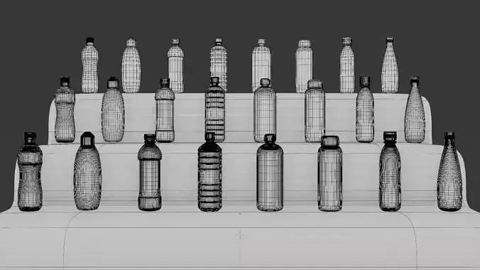 Plastic Bottle Pack 8 Shapes with Low Mid and High Poly Versions Low-poly 3D model 3