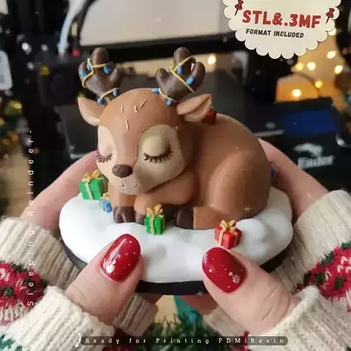 Sleeping Reindeer Multicolor Christmas Decor STL and 3Mf
