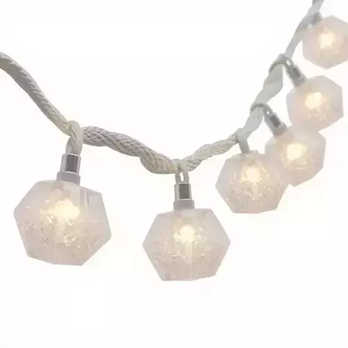 Hexagonal Ice Crystal String Lights 3D Model Winter Decor