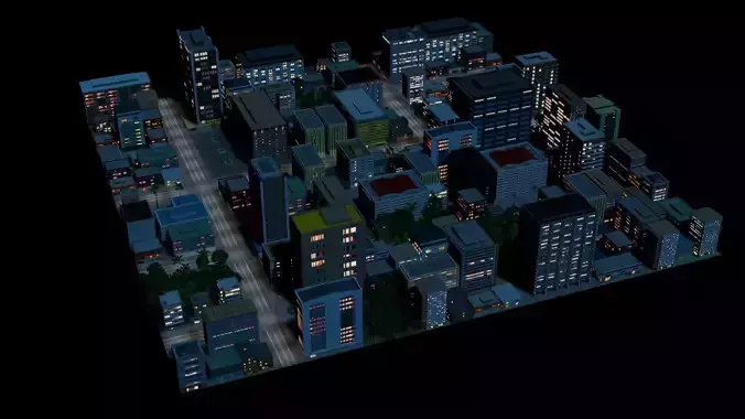 City Downtown Skyscraper Street 11 - NIGHT 