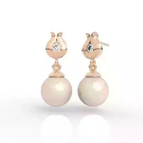 Elegant Tulip Pearl Stud Earrings