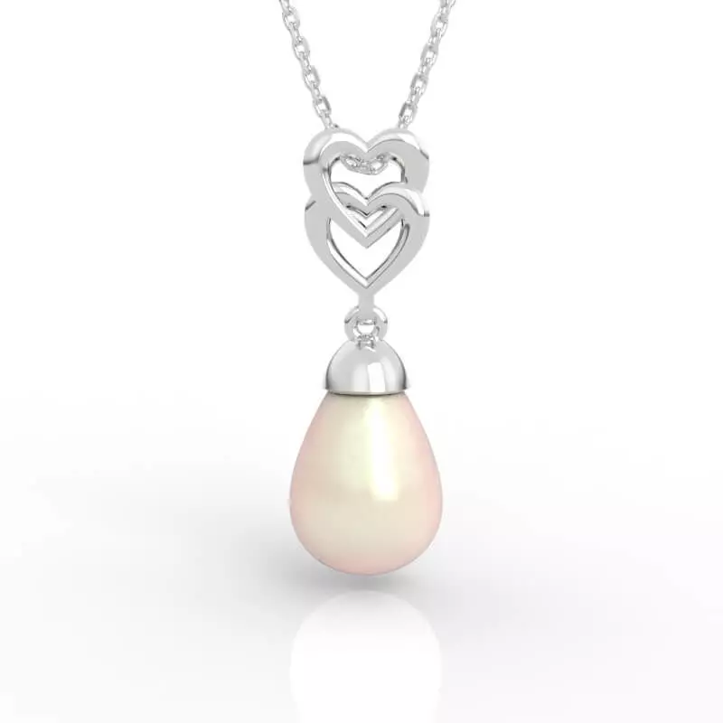 Stunning Double Heart Pearl Pendant 3D print model