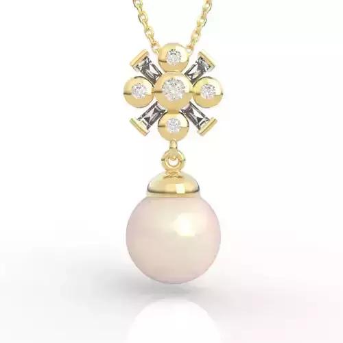 Premium Art Deco Diamond Pearl Pendant