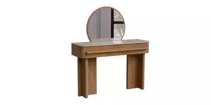 Mid Natural Premium Oak Veneer Console Dressing Table