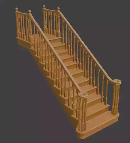Classic Wooden Staircase with Balustrade