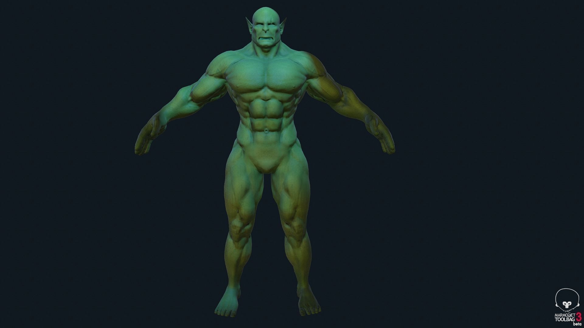 Orc body model  LOW AND High poly  and textures Low-poly 3D model_2